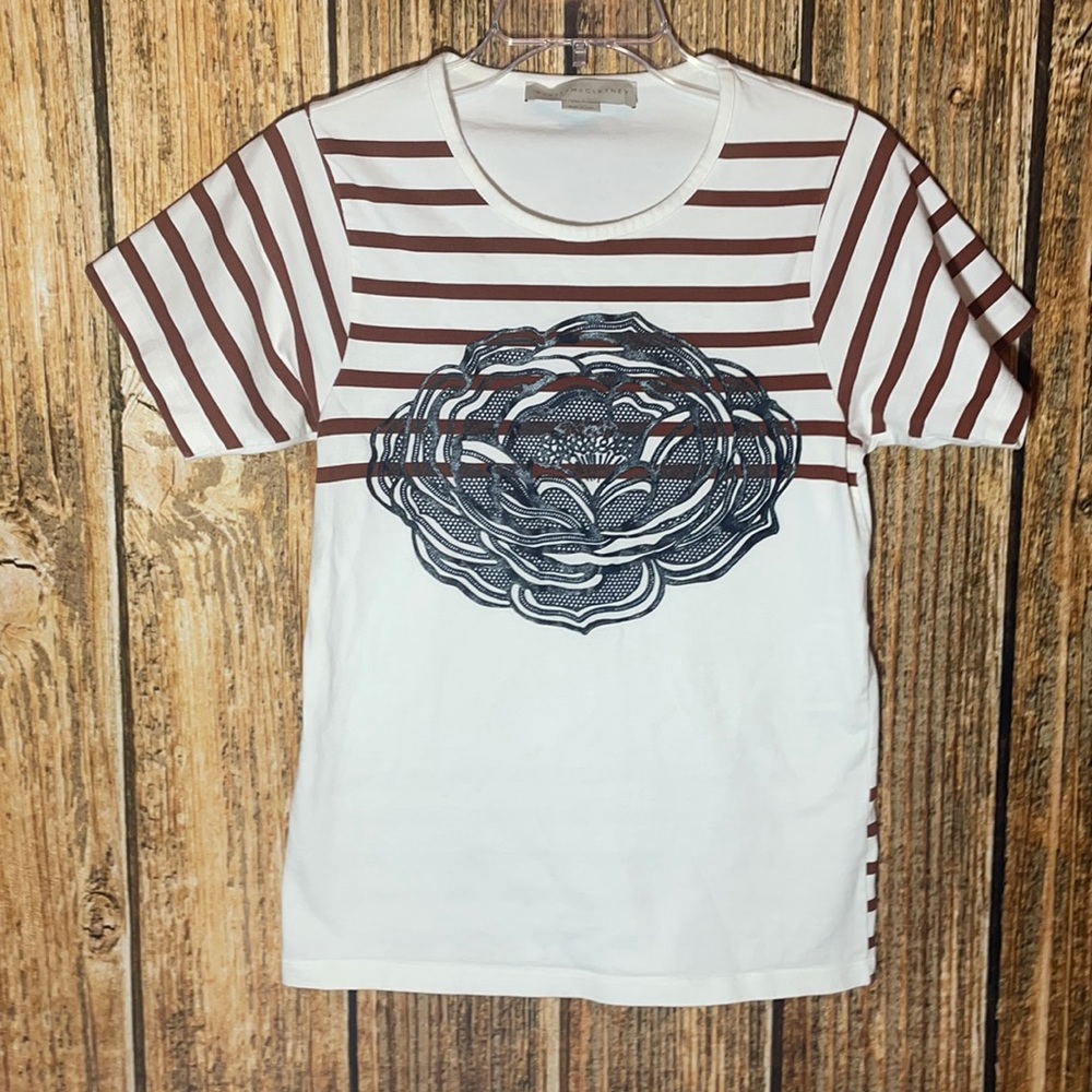 Stella McCartney striped rose t shirt